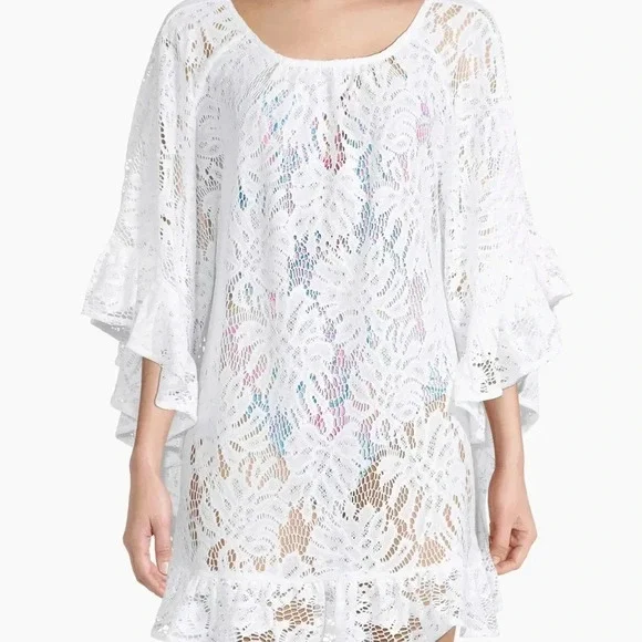 Lilly Pulitzer Atley Ruffle Resort White Swim Cover Up size XXS/XS - Picture 2 of 13